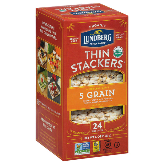 Lundberg Thin Stackers Five Grain Organic 6 Oz (Pack of 6)