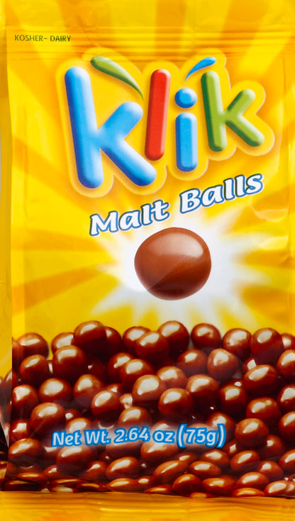 Klik Chocolate Covered Malt Balls - 2.64 Oz (Pack of 12)