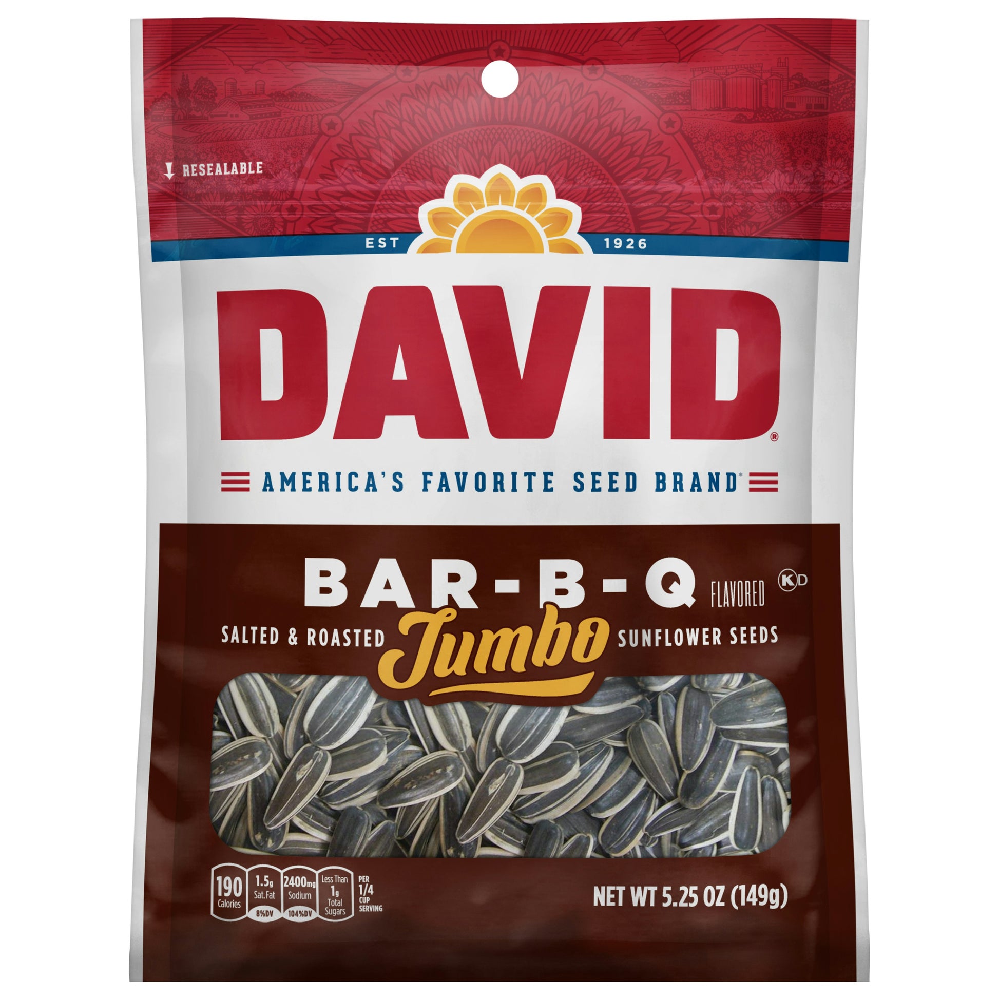 David Sunflower Seeds BBQ 5.25 Oz Pack of 12