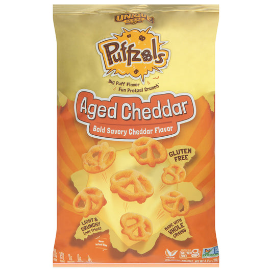 Unique Puffzels Cheddar Aged 4.8 oz (Pack of 6)