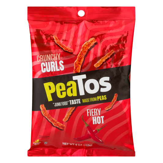 Peatos Pea Snack Puffed Fiery Hot 4 oz (Pack of 8)