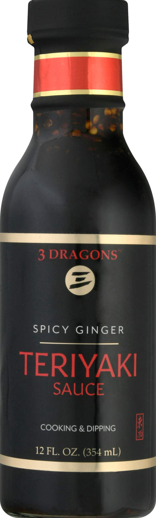 3 Dragons Sauce Teriyaki Ginger Spicy 12 oz (Pack of 6)