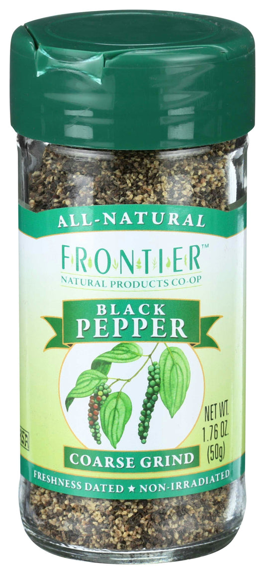Frontier Herb Black Pepper Coarse Ground 1.76 Oz Pack of 12