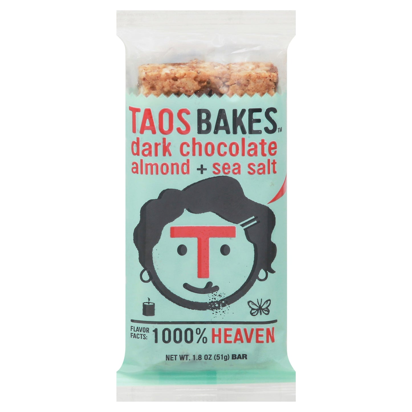 Taos Bakes Bar Dark Chocolate Almond Sea Salt 1.8 Oz (Pack of 12)