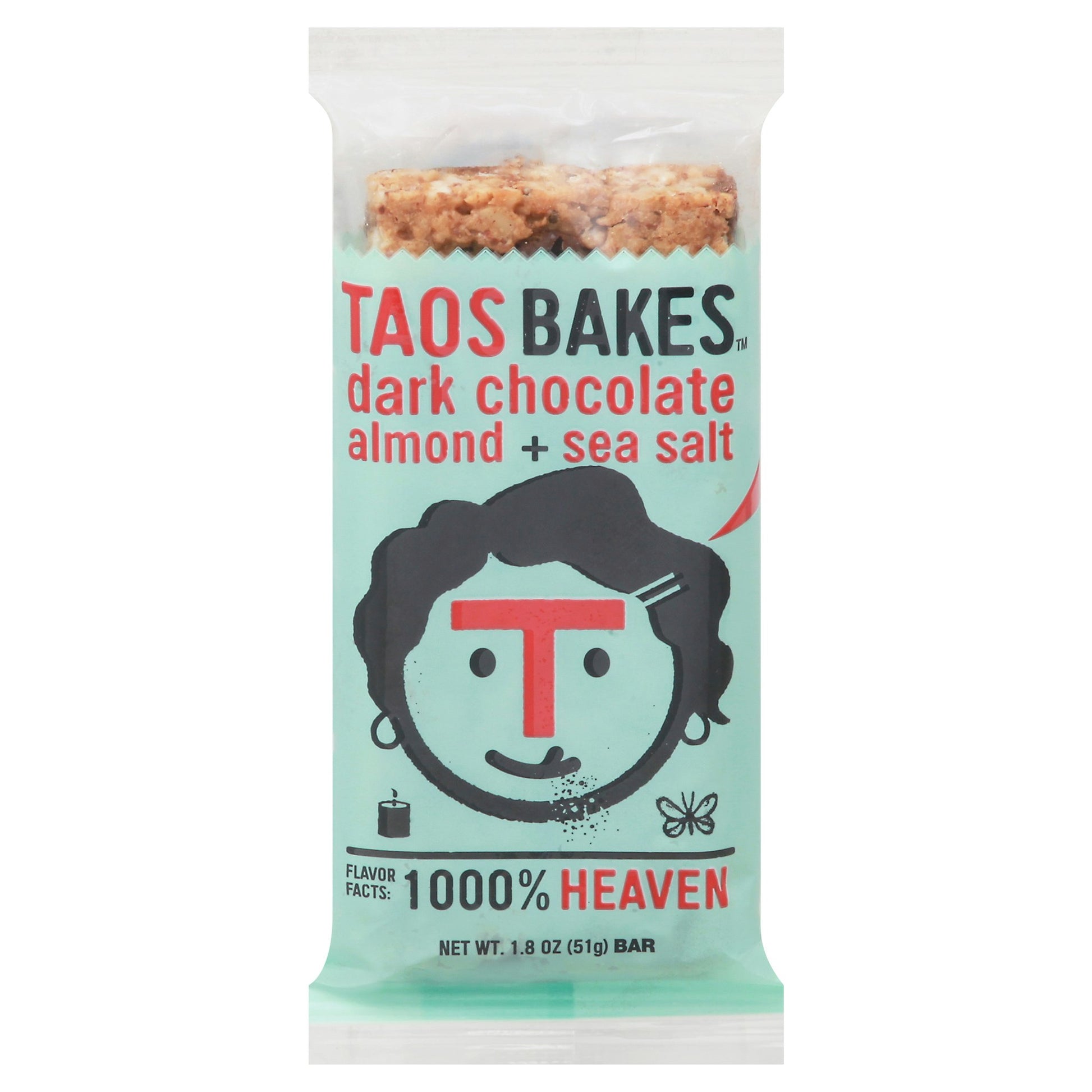 Taos Bakes Bar Dark Chocolate Almond Sea Salt 1.8 Oz (Pack of 12)