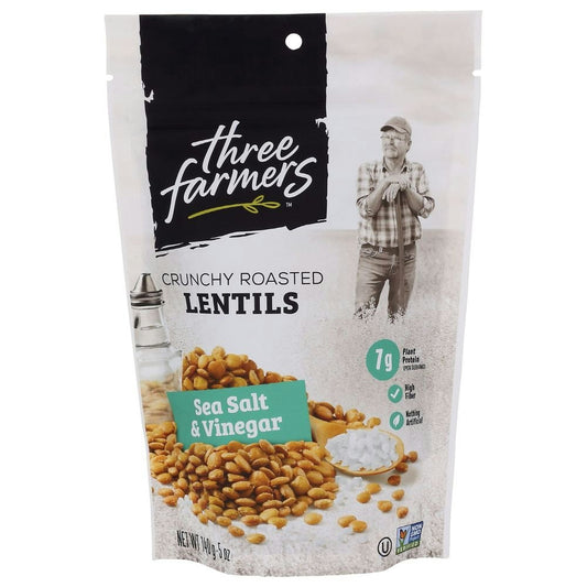 Three Farmers Sea Salt and Vinegar Crunchy Roasted Lentils - 140 Gram (Pack of 6)