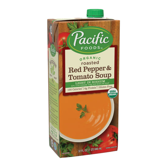 Pacific Foods Soup Low sodium Roasted Pepper Tomato Organic 32 oz (Pack of 12)