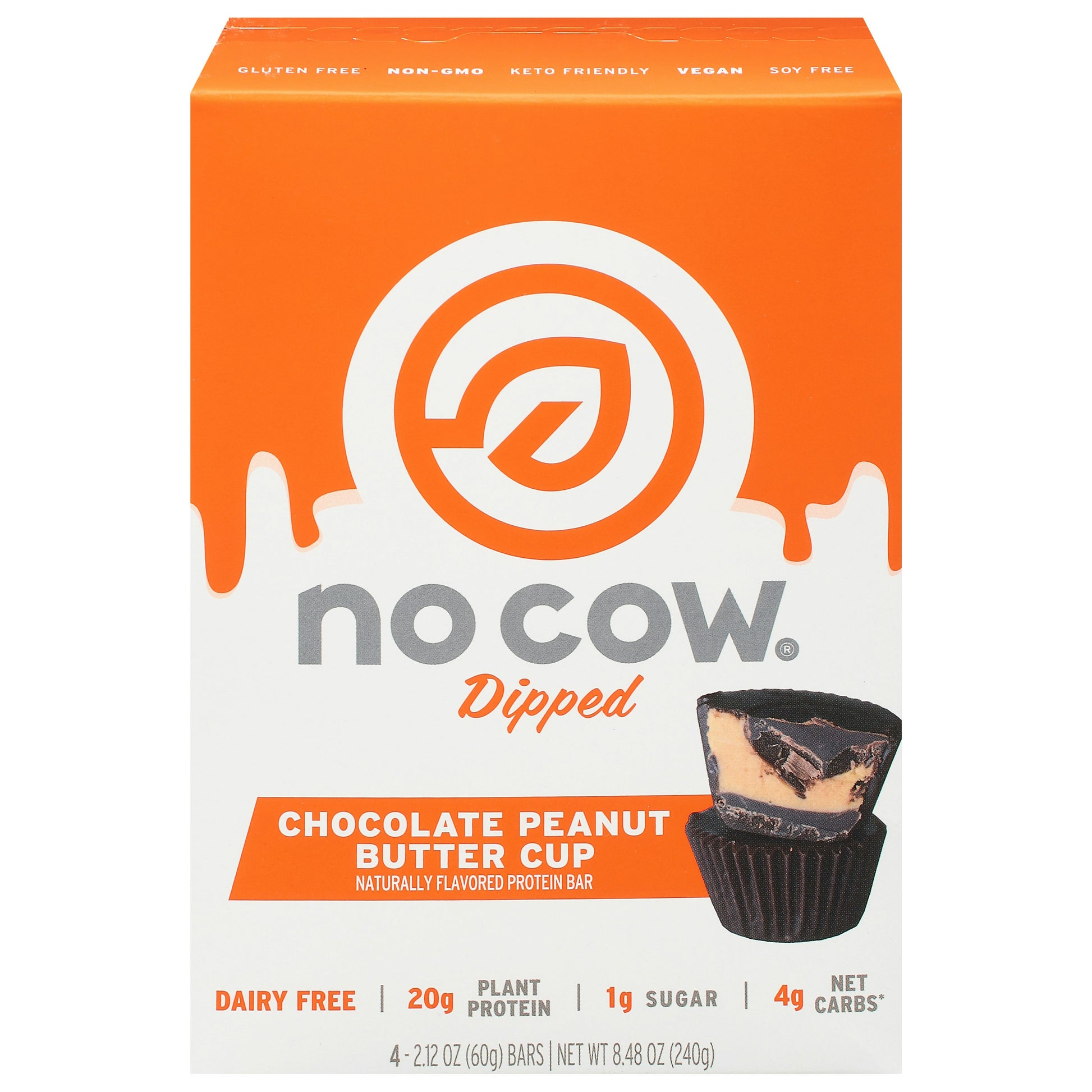 No Cow Bar Bar Chocolate Peanut Buttter Cup 8.48 Oz (Pack Of 6)