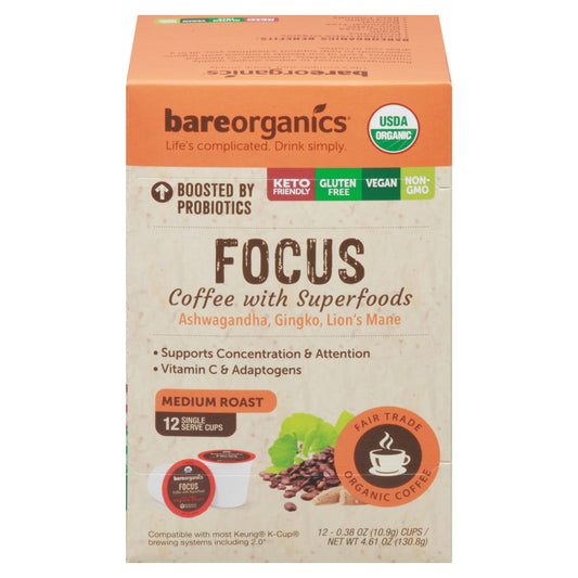 Bareorganics Coffee Focus 4.05 Oz Pack of 6