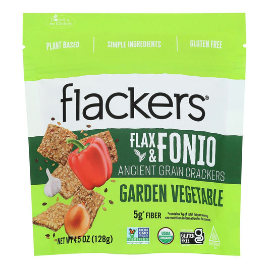 Dr. In The Kitchen - Flackers Flax & Fonio Garden Vegan 4.5 oz (Pack of 6)