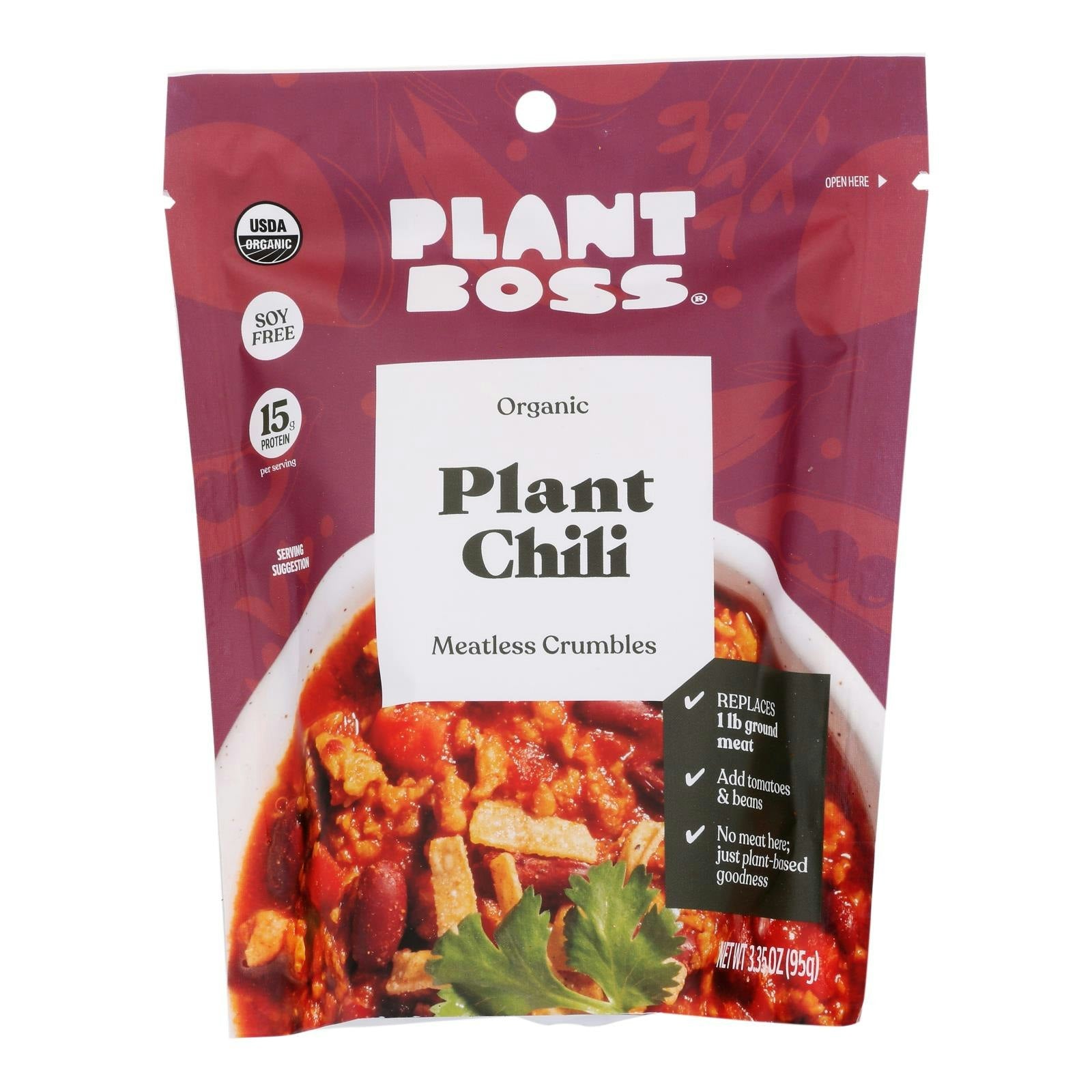 Plant Boss - Meatless Crumble Chili 3.35 oz (Pack of 6)