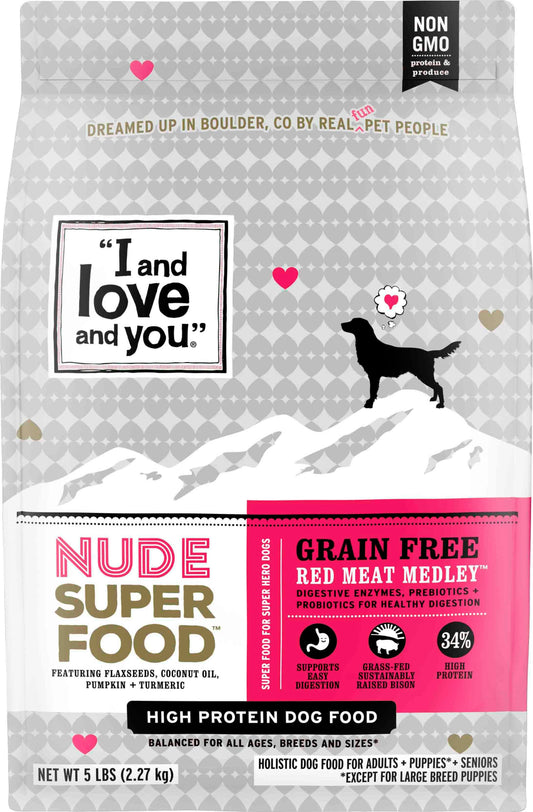 I & Love & You Dog Food Nude Red Meat Medley 5 Lb Pack of 3