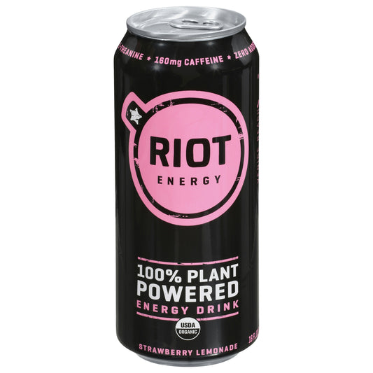 Riot Energy Drink Strawberry Lemonade Organic 16 Fo Pack of 12