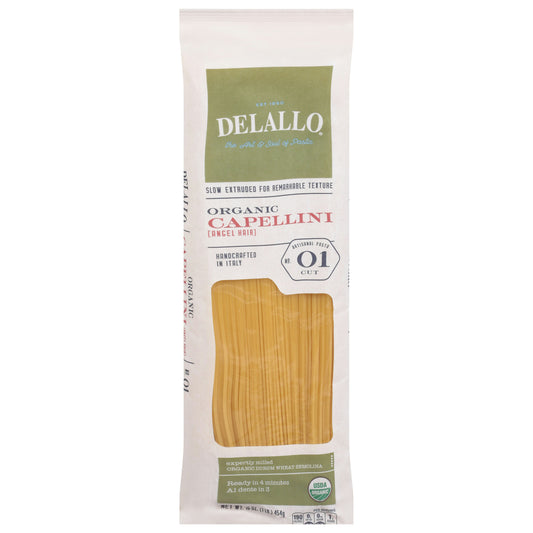 Delallo Pasta Capellini Organic 1 Lb Pack of 16