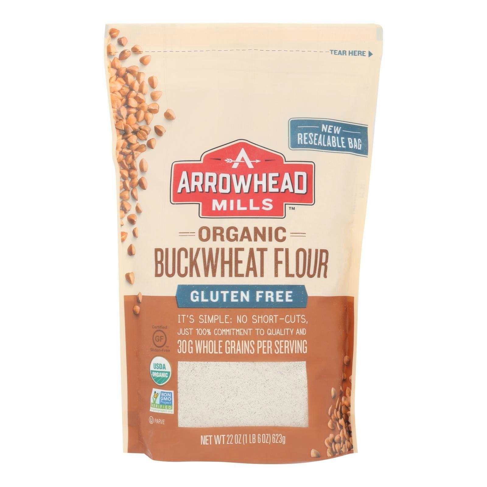 Arrowhead Mills Flour Buckwheat Organic Gluten Free - 22 oz (Pack of 6)