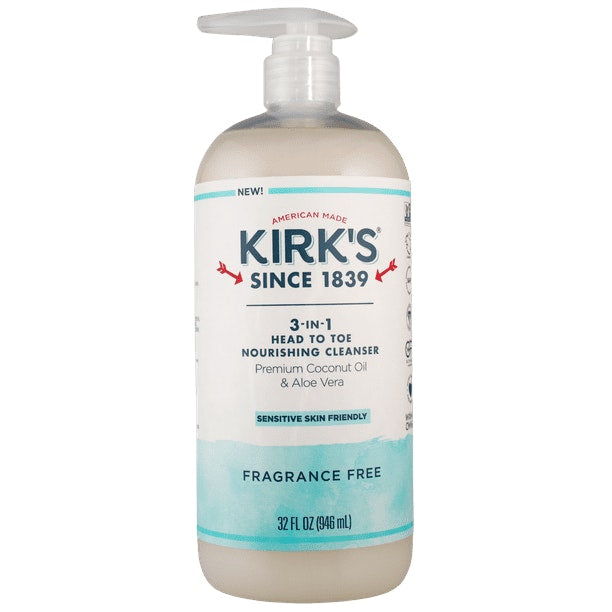 Kirk's Natural 3-in-1 Cleanser Fragrance Free 32 Fl oz