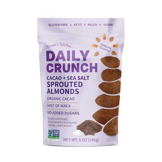 Daily Crunch Cacao Plus Sea Salt Dusted Sprouted Almonds - 5 Ounce (Pack of 6)