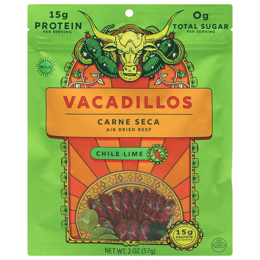Vacadillos Jerky Carne Chile Lime 2 oz (Pack of 8)