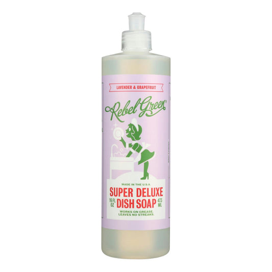 Rebel Green Dish Soap - Lavender and Grapefruit - Deluxe 16 fl. oz (Pack of 4)