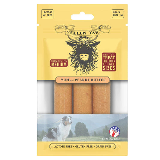 Yellow Yak - Peanut Butter Yum Medium Dnst Chew - 4.5 oz (Pack of 6)