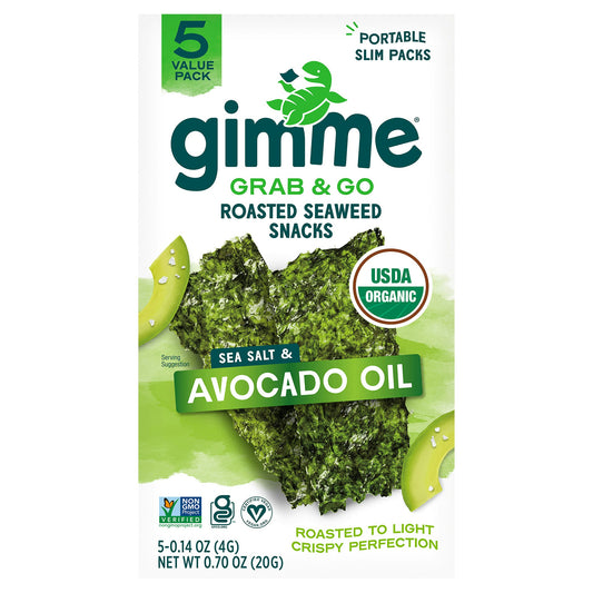 Gimme Avocado And Seasalt Seaweed Roasted Snack 5 piece 0.7 Oz Pack of 6