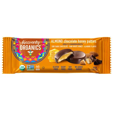 HEAVENLY ORGANI (Pack of 32) Heavenly Organics Honey Patty Chocolate Almond Organic 1.2 Oz