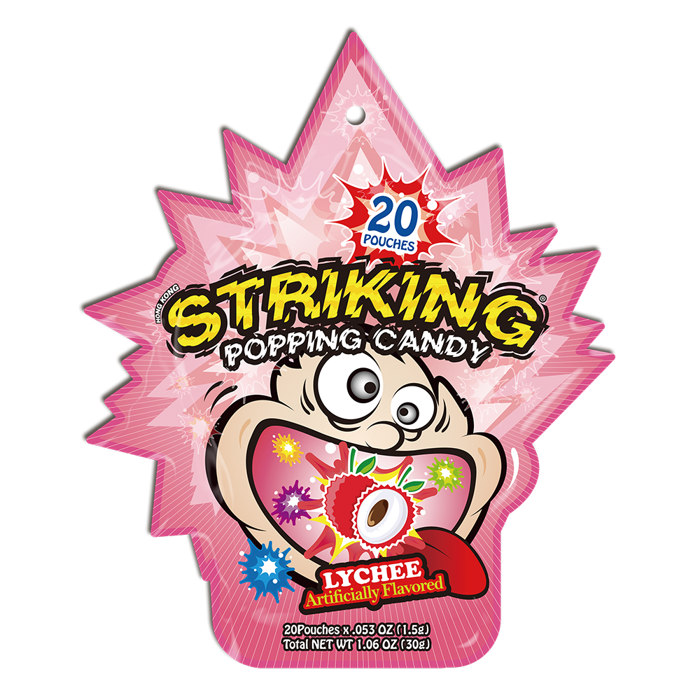 STRIKING (Pack of 36) Striking Candy Popping Lychee Novelty Chocolate Candy 0.53 Oz