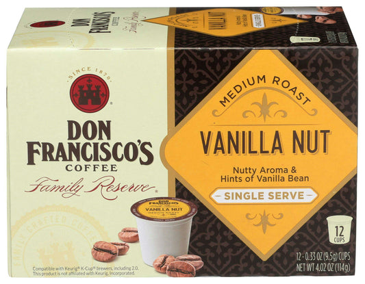 Don Franciscos Vanilla Nut Medium Roast Single Serve Coffee 12 Pk Pack of 6