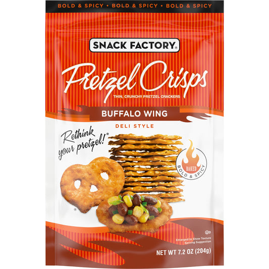 Snack Factory Pretzel Crisp Buffalo Wing 7.2 oz (Pack of 12)