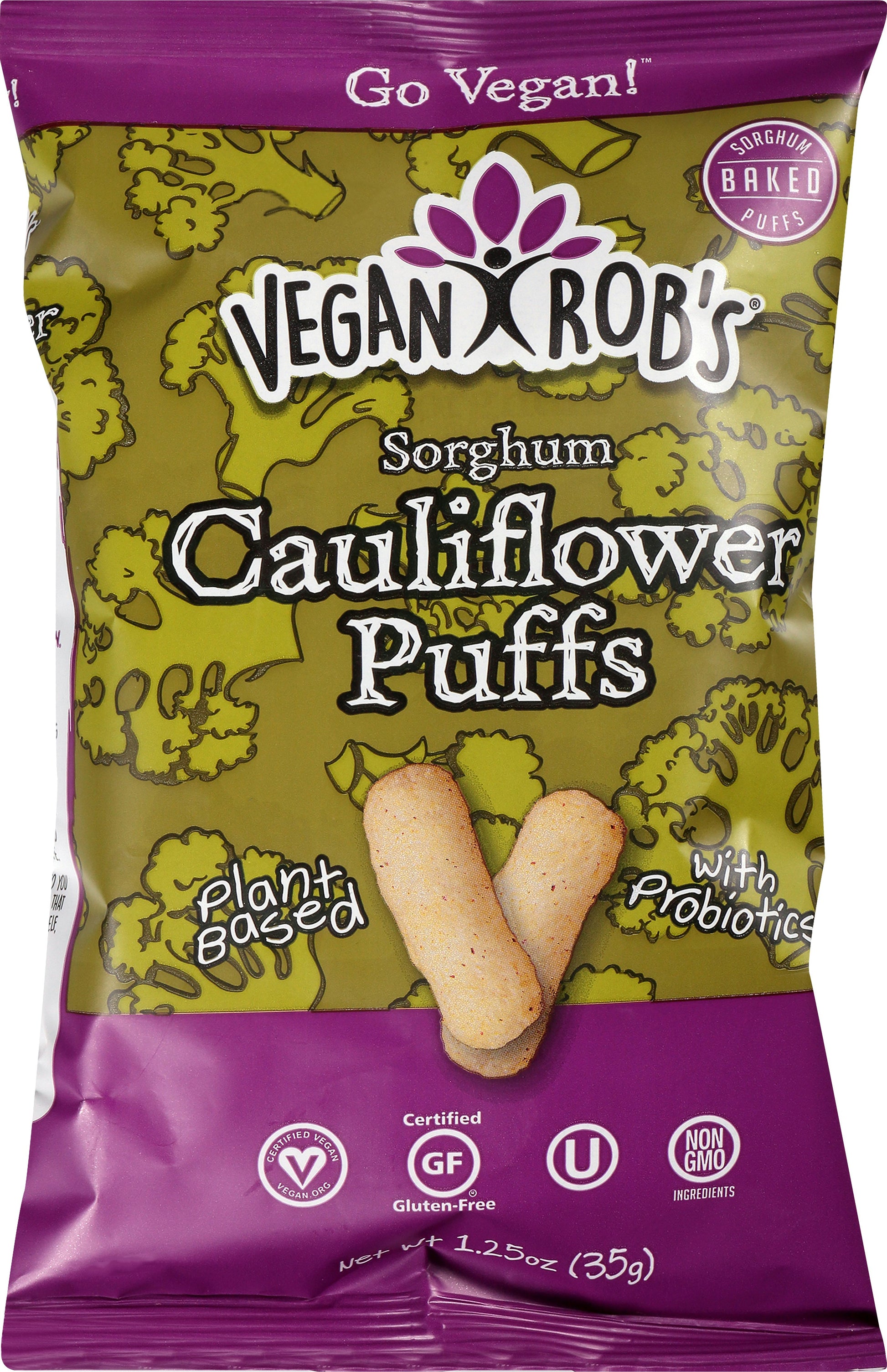 Veganrobs Puffs Cauliflower Probiotic 1.25 Oz (Pack Of 24)