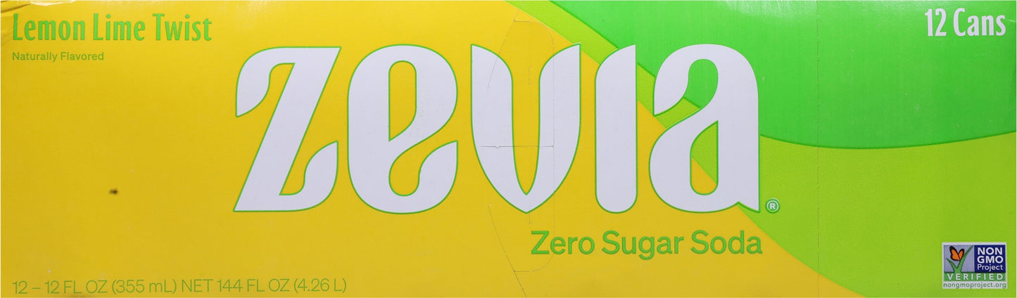 Zevia Soda Zero Sugar Lemon Lime Twist 144 fl oz (Pack of 2)
