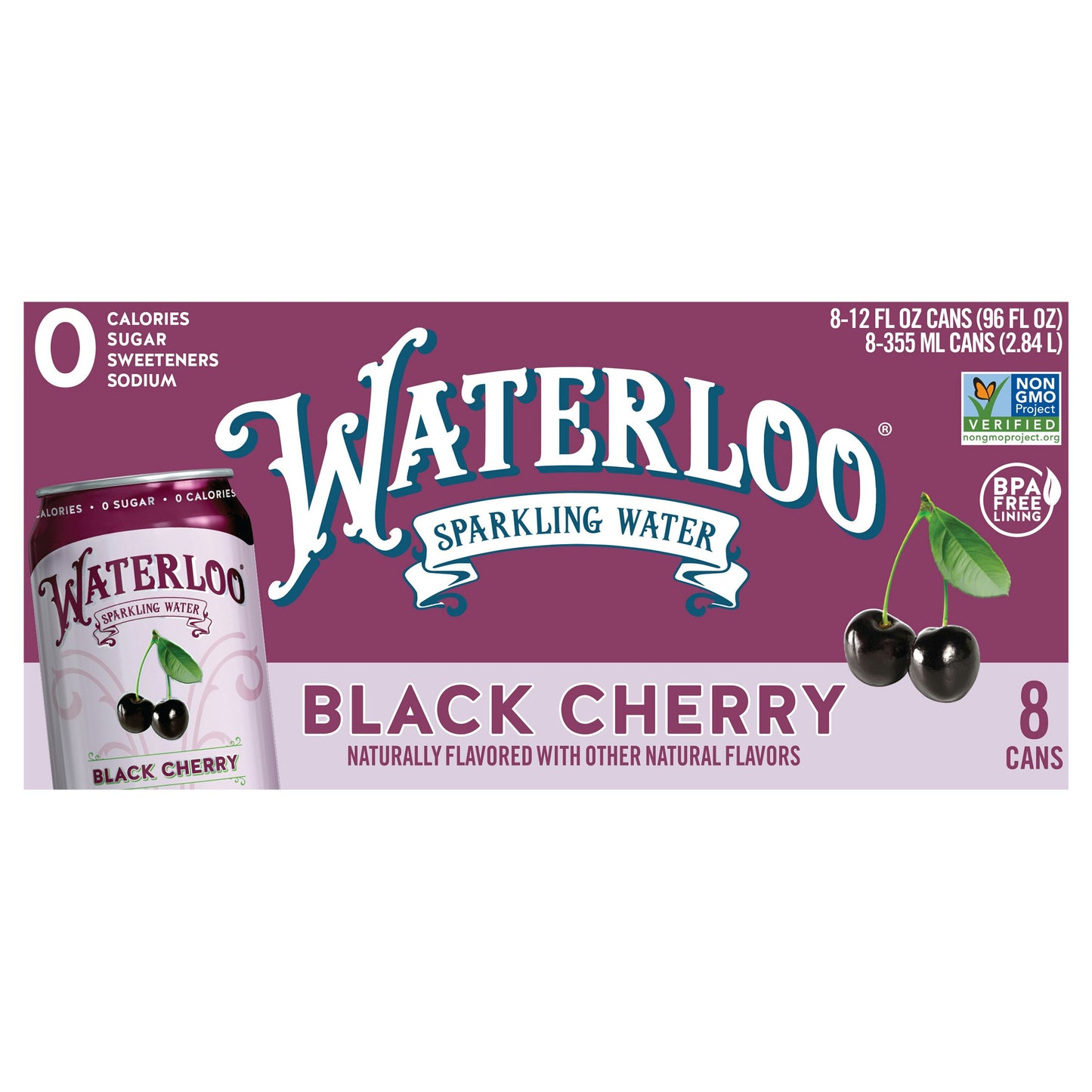 Waterloo Sparkling Water Black Cherry 96 FO (Pack of 3)