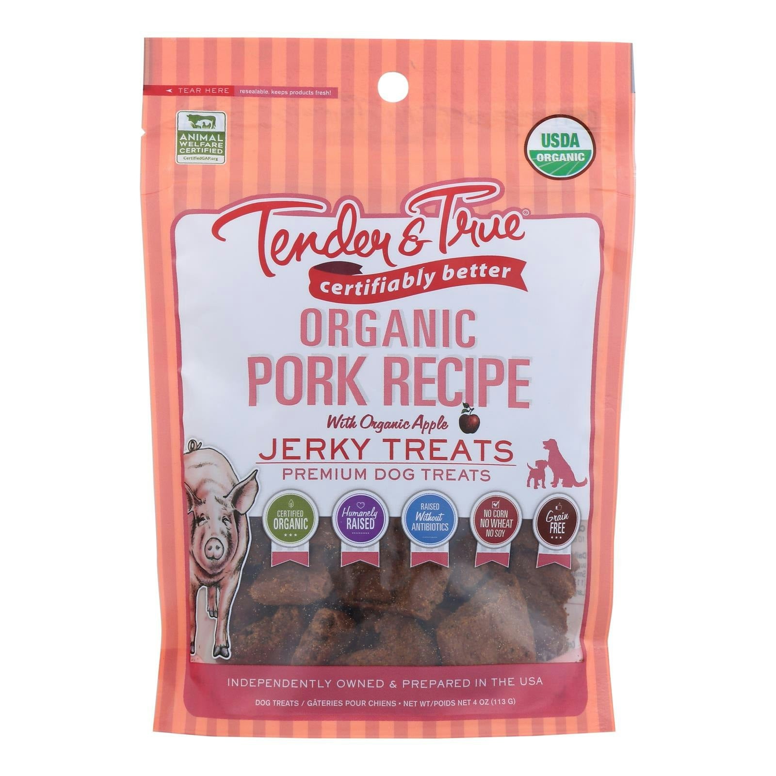 Tender & True - Dog Treat Pork Jerky 4 oz (Pack of 10)