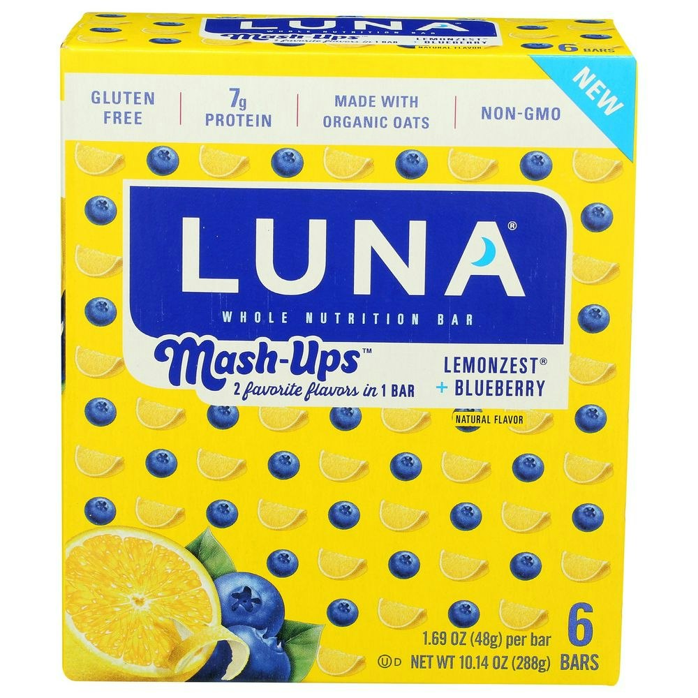 Luna Mash Ups Lemonzest Blueberry Nutrition Bar 10.14 Oz Pack of 6