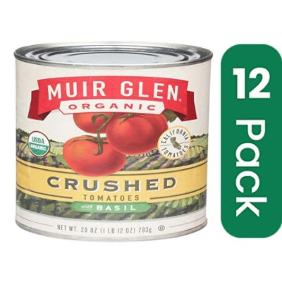Muir Glen Organic Crushed Tomatoes with Basil - 28 Ounce (Pack of 12)