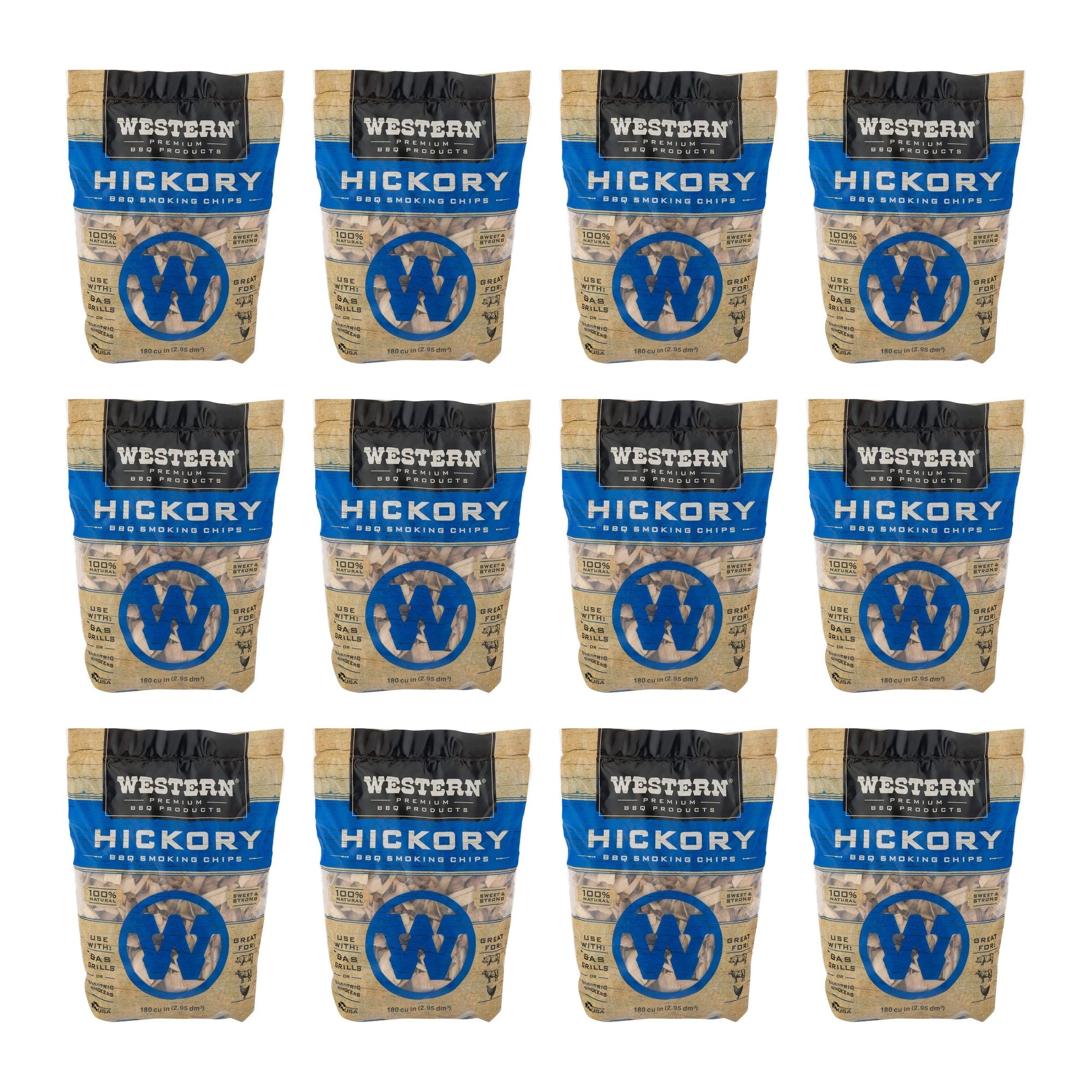 WESTERN (Pack of 12) Western Wood Chip Smoking Hickory 2.25 Lb