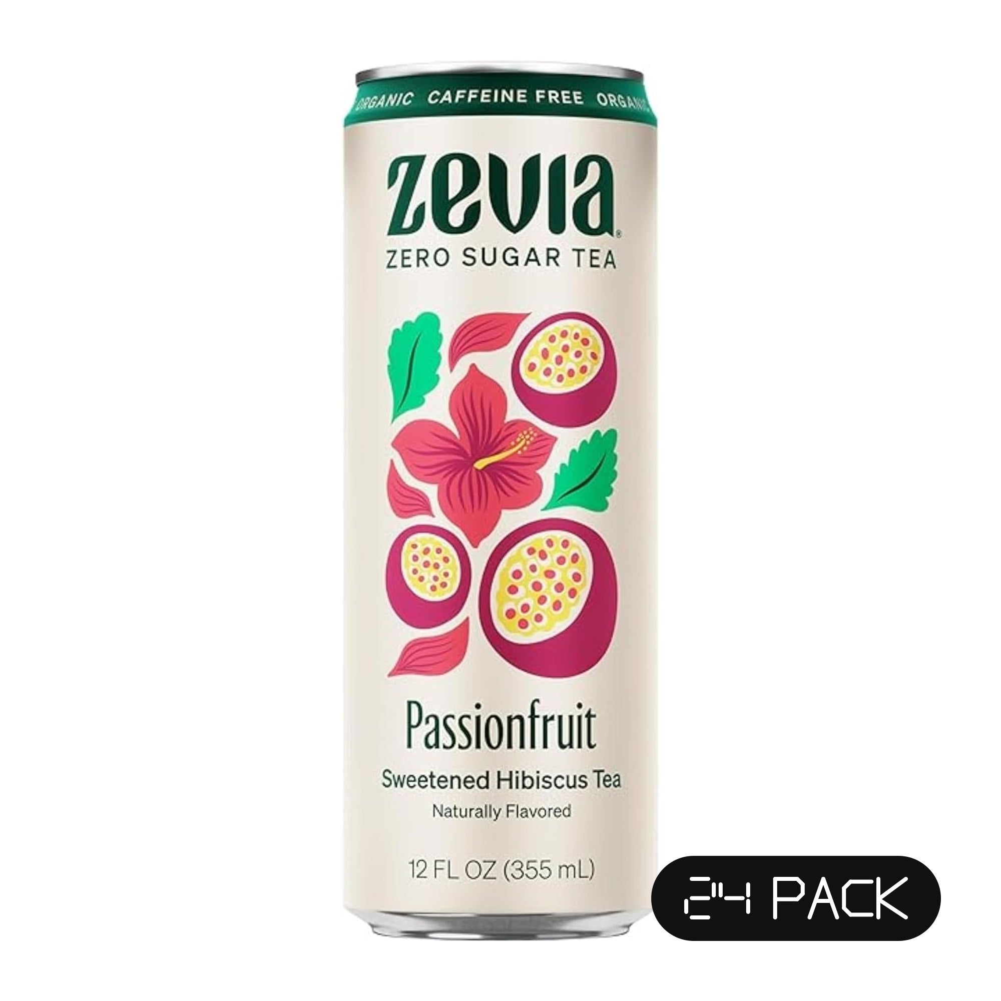 Zevia Organic Hibiscus Passionfruit Tea 12 Fl Oz Caffeine Free
