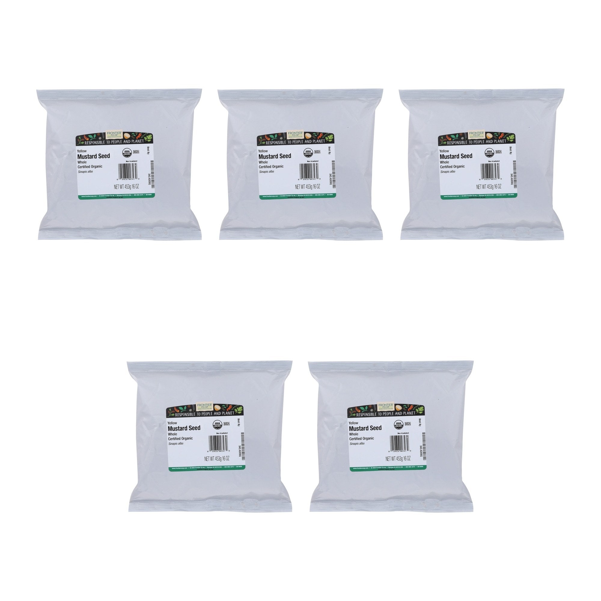FRONTIER BULK (Pack of 5) Frontier Bulk Organic Whole Yellow Mustard Seed 16 Oz