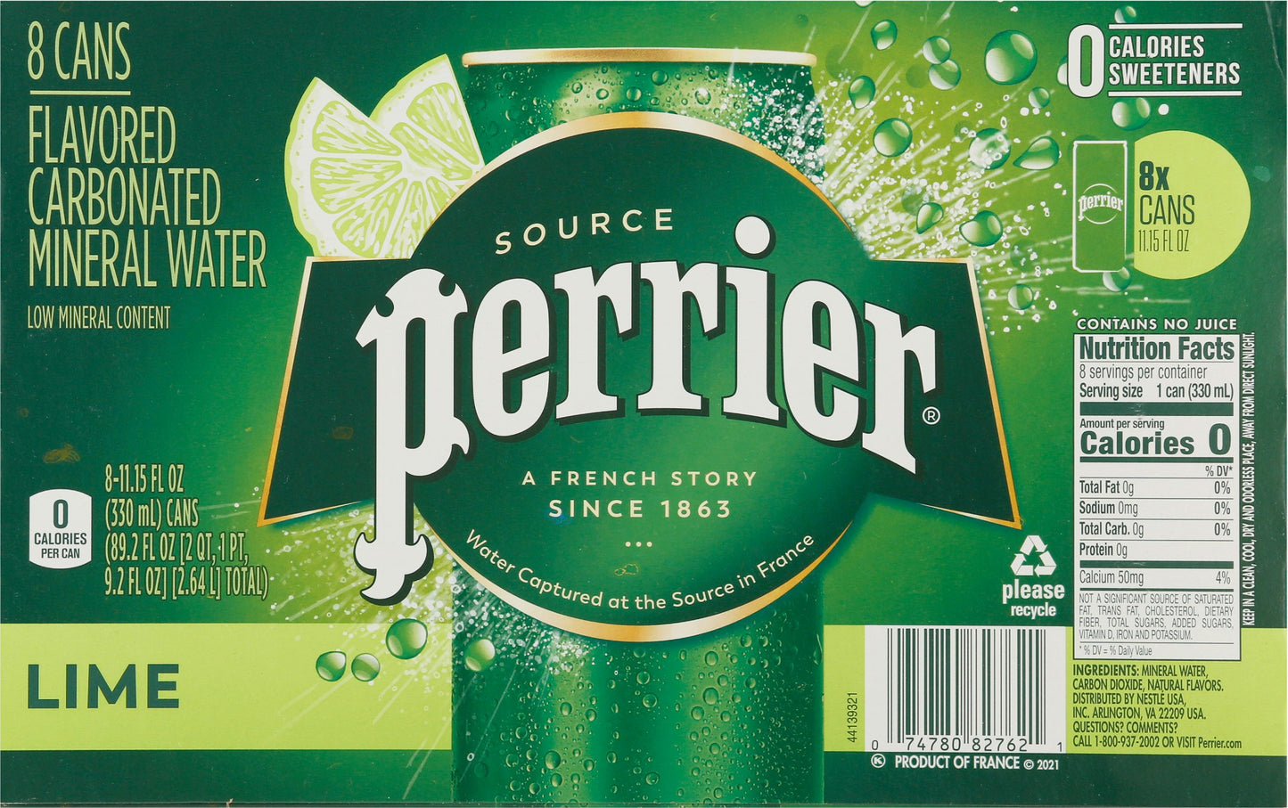 Perrier Water Sparkling Lime 89.2 Fo Pack of 3