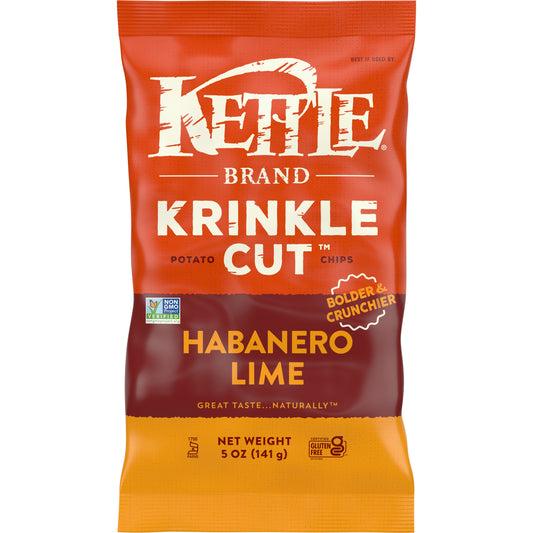 Kettle Foods Chip Potato Krinkle Habanero Lime 5 oz (Pack of 15)