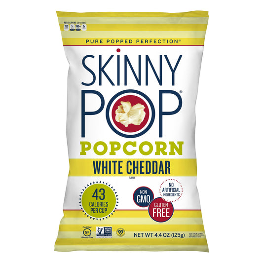 Skinny Pop Popcorn RTE White Cheddar Light 4.4 oz (Pack of 12)