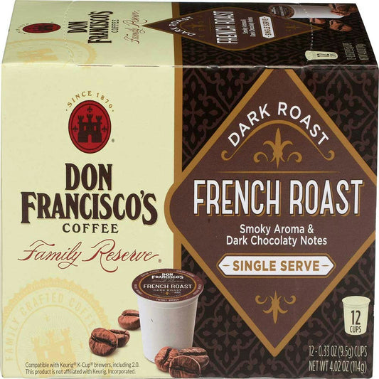 Don Franciscos French Dark Roast Single Serve Coffee 12 Pk Pack of 6