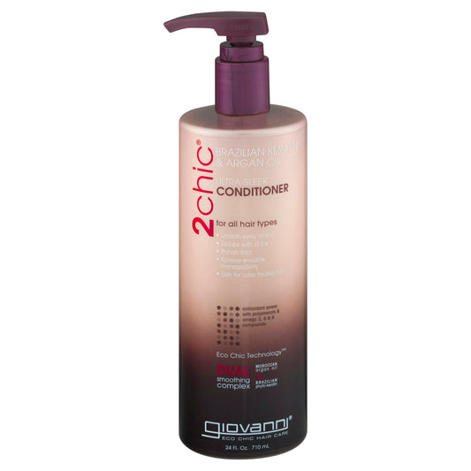 Giovanni Cosmetics 2Chic Conditioner Brazilian Keratin & Argan Oil 24 oz (Pack of 3)