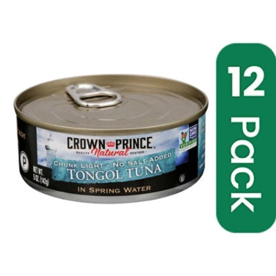Crown Prince Natural No Salt Added Chunk Light Tongul Tuna - 5 Ounce (Pack of 12)