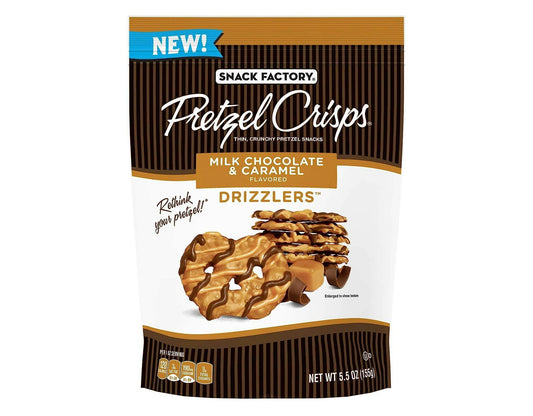 Pretzel Crisp Milk Chocolate Caramel Drizzlers - 5.5 oz (Pack of 12)
