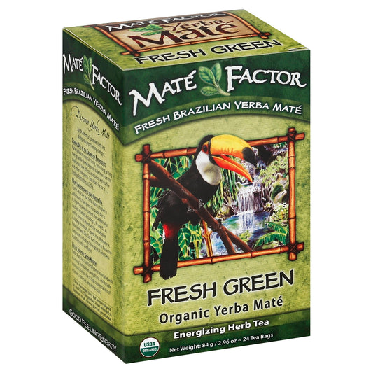 Mate Factor Tea Yerba Fresh Green Organic 24 Bg Pack of 6