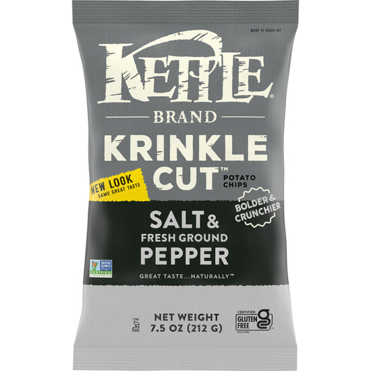 Kettle Foods Chip Potato Salt and Pepper 7.5 oz (Pack of 12)