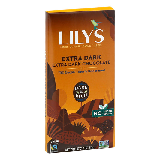 Lilys Sweets Chocolate Bar Extra Dark 70% 2.8 oz (Pack of 12)