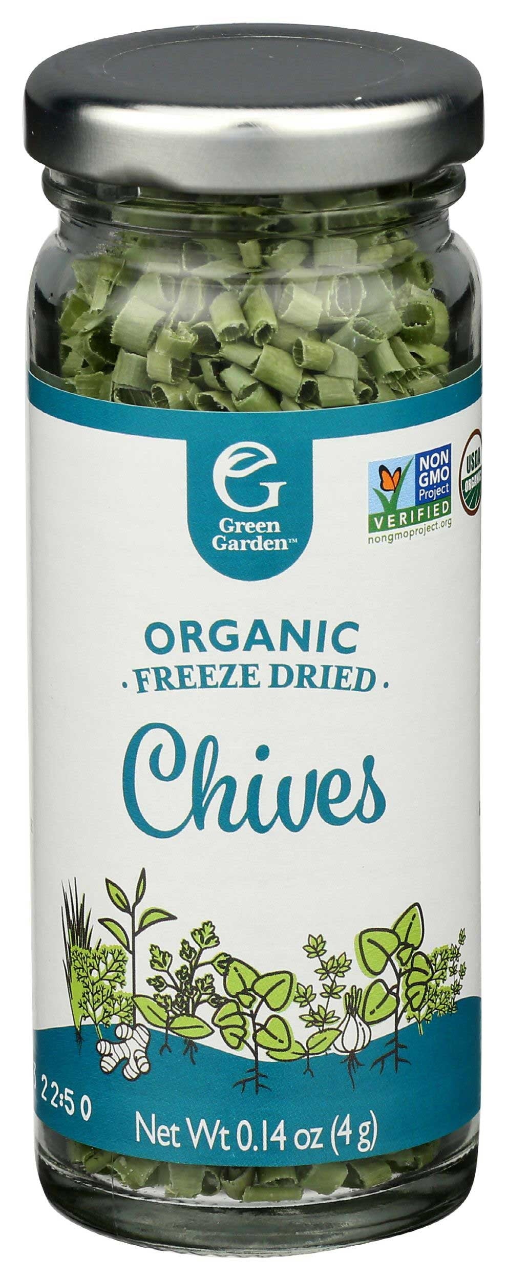 Green Garden Organic Freeze Dried Chives - 0.14 Ounce (Pack of 6)
