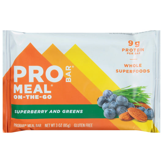 Probar Bar Meal Superberry N Greens Organic 3 Oz Pack of 12
